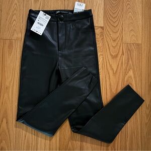 Zara high waist pleather straight leg pants